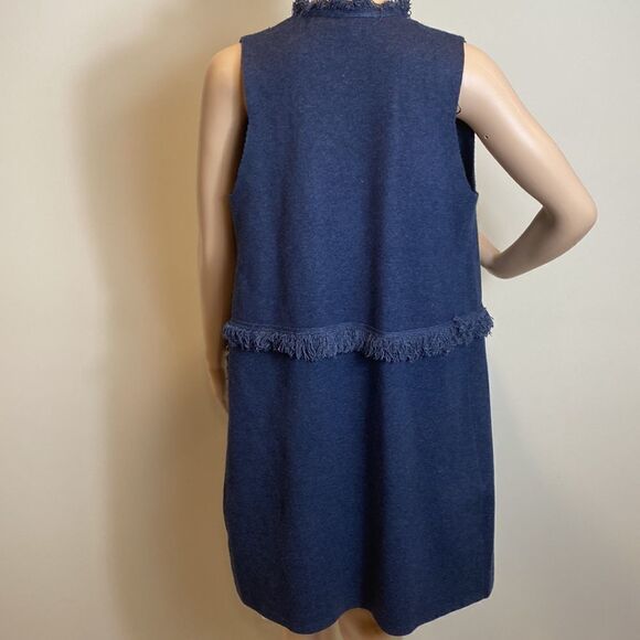 ❤️Last Chance II Sisters longline indigo fringe sweater vest size S - Picture 5 of 9